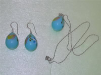 15*20mm printed flower shell pearl necklace and earrings sell