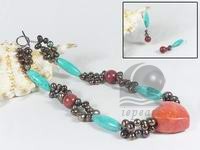 6-7mm side-drill pearl necklace and earrings set