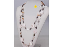 Wholesale double shapes shell necklace with long-drilled pearls