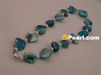 6-7mm white freshwater pearl matching blue shells wholesale