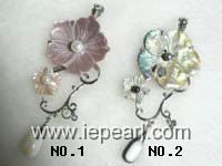 flower natural shell plated silver pendant wholesale