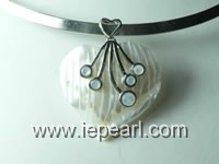 40*40mm white heart shell pendant wholesale online