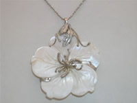50mm white carved flower shell pendant