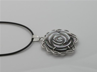 40mm flower sculpted shell pendant with 18KGP mounting
