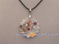 Wholesale flower shell pendant on 18KGP mountings