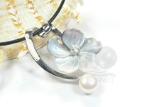 natural pink shell flower pendant with pearl and zircon beads