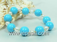 12mm shell pearls bracelet with 7-8mm white freshwater pearls