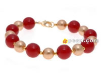 10mm shell pearls bracelet in red color wholesale
