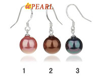 10mm shell pearl sterling danglingearrings