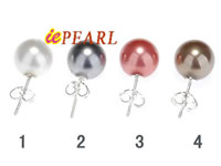 10mm shell pearl sterling earrings with studs