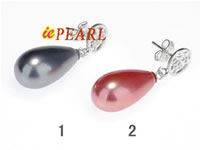 10*18mm raindrop white shell pearlearrings