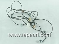 75" long leather thong necklace with shell pearls
