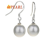 10mm round mother of pearl earring with 925 sterling silver hook