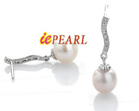 freshwater round AAA pearl 925 silver earrings wholesale
