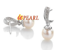 wholesale 7-8mm round AAA pearl sterling silver earrings