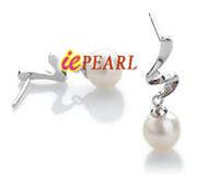 wholesale round AAA pearl cross shape 925 silver earrings