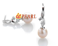 wholesale 7-8mm AAA pearl zircon stud 925 silver earrings