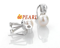 wholesale round AAA pearl zircon stud 925 silver earrings