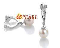wholesale round AAA pearl zircon stud 925 silver earrings