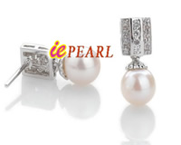 wholesale round AAA freshwater pearl 925 silver earrings