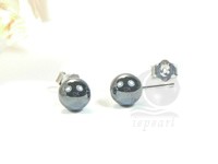 round hematite bead sterling silver earring studs wholesale