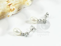 925 sterling Swarovski crystal & button pearl earring studs