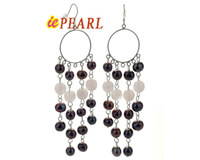 7-8mm black freshwater pearl sterling dangling earrings