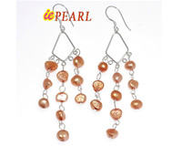 3cm 6-7mm freshwater pearl sterling dangling earrings
