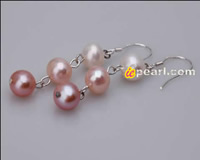 hand made drop 7-8mm colorful pearl earrings wholesale