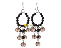 10mm crystal & 6mm agate sterling dangling earrings