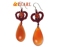 14*28mm natural red agate knotting earrings