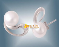 8.5-9mm button pearl pierced earring studs in silver