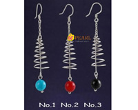 semi-precious stones screwing 925 silver earrings
