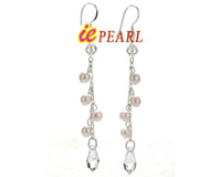 pearl & Swarovski crystal sterling silver dangling earring