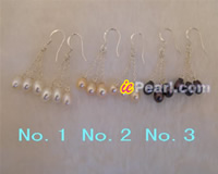 6*8mm tear-drop freshwater pearls sterling dangling earring