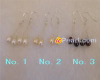6*8mm tear-drop freshwater pearl dangle earrings