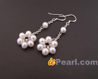 Hand knotted flower pearl earrings wholesale