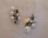 Big grape earrings dangling multicolor pearlshand wired with mul
