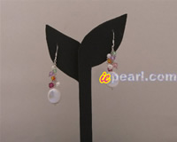 12mm coin pearl with Swarovski crystals dangler earrings