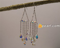925 silver chains & clear AB Swarovski crystal chandelier earrin