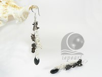 3-4mm white potato pearl crystals dangling earring
