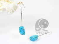 12-15mm blue nugget turquoise 925 silver earrings
