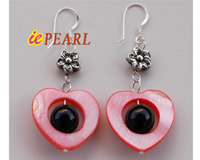 wholesale 25mm round red shell earrings with 10mm agate