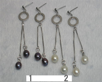 6*8mm tear-drop Freshwater pearl sterling danglingearrings,diffe