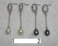 6*8mm freshwater pearls sterling dangling earring,different colo