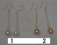 6*8mm teardrop freshwater pearl 925silver dangling earrings
