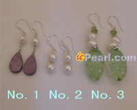 white FW pearls sterling dangling earrings