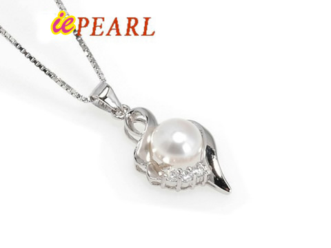 8-8.5mm freshwater pearls sterling pendant