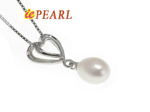 6*8mm tear-drop freshwater pearls sterling pendant