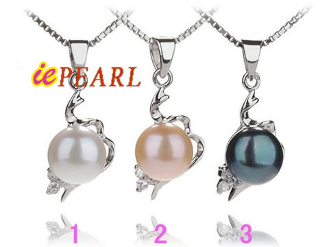 8-8.5mm freshwater pearls sterling pendant